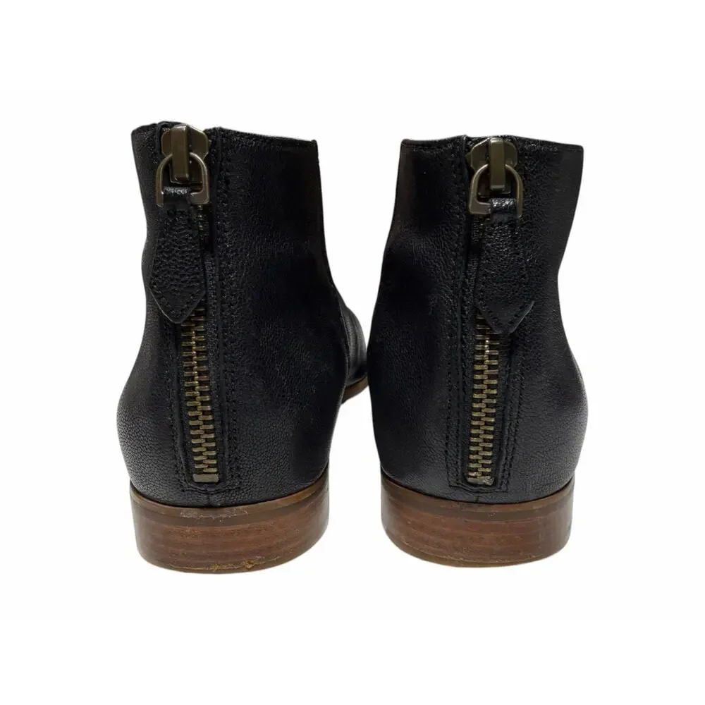 Cole Haan Black Leather Ankle Boots Pointed Toe Booties Back Zip Women’s 10.5